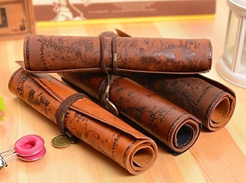 IWantOne Brand New &amp; Hot Vintage Leather Pencil Case for School Boys or Girls Storage Organizer Academic Supplies (Model 5)