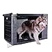 PETSFIT Dog Crate Cover,42 Inch Kennel Cover for Wire Dog Crate, Double Doors, Mesh Window, Flap On The Top and Back is Detachable, Dog Cage Cover Grey
