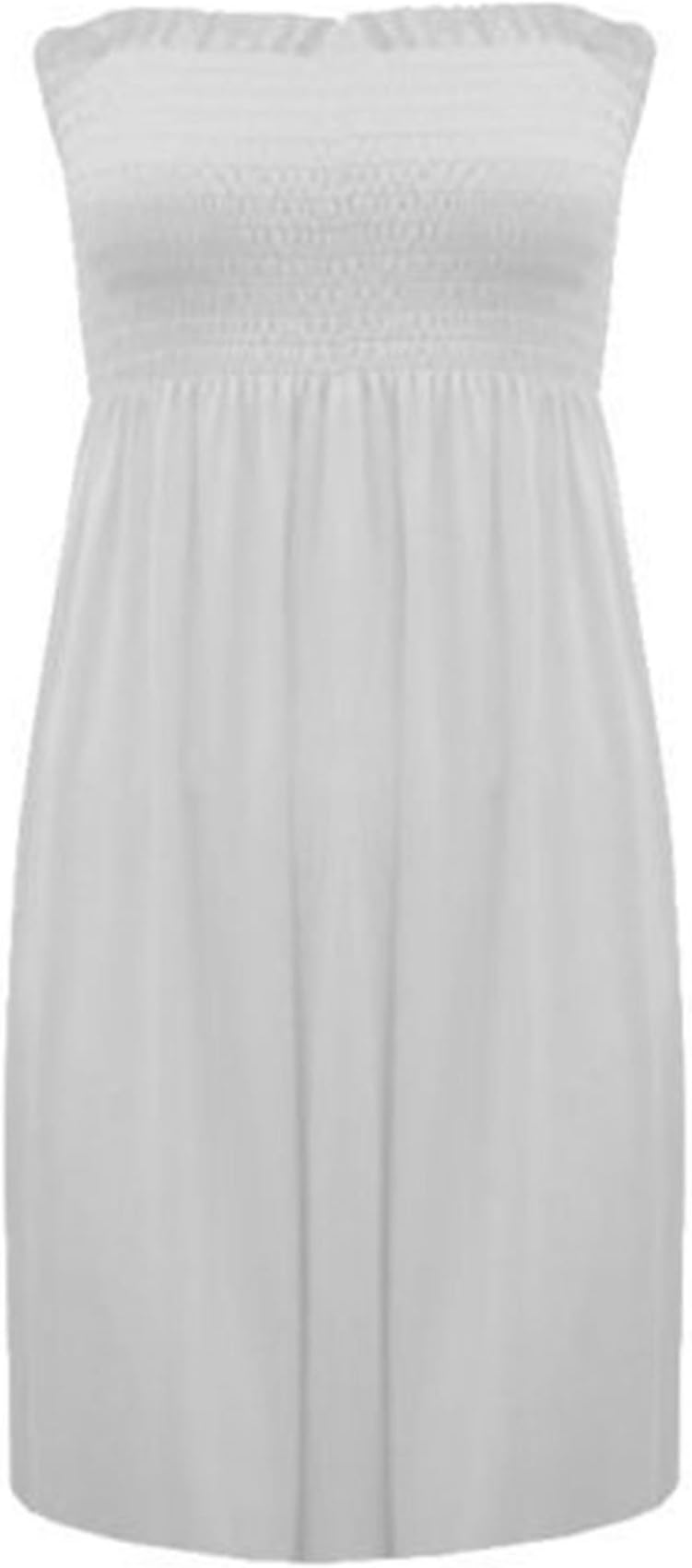 My Fashion Store New Women MIDI Dress Elasticated SHERRING Sharing Boobtube Bandeau Summer TOP Dress UK Size 8-26