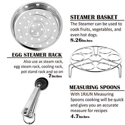 Steamer Basket Rack Set For Instant Pot Accessories â€“ With Measuring Spoons and Egg Steaming Holder Rack Stand Set Fits Instant Pot 5, 6, 8 Quart Pressure Cooker