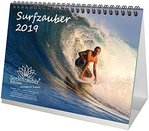 Surfzauber · DIN A5 · Premium Table Calendar/Calendar 2019 · Surfer · Water · Wave · Hawaii · Australia · Beach · Holiday · Sea · Set 1 Greeting Card 1 Christmas Card · Edition Seelenzauber