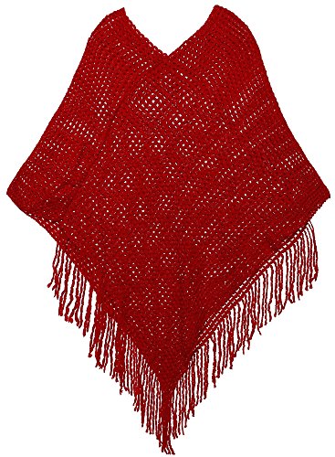 AshopZ Womens Soft Knit Shawl Wrap Tassel Edge Sweater with Sequins,Red AshopZ Womens Soft Knit Shawl Wrap Tassel Edge Sweater with Sequins,Red
