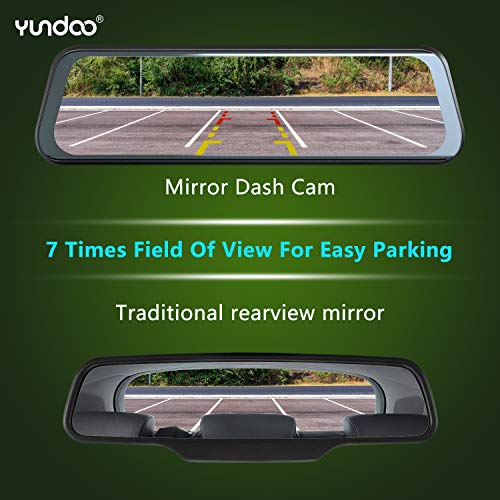 Mirror Dash Cam Front and Rear - 1080P Full HD Stream Media Dual Lens Car Camera ,10 Inch Full Touch Screen with 1080P Backup Camera, Super Night Vision, G-Sensor, Parking Monitor, Loop Recording.