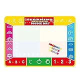 Water Drawing Mat Aqua Doodle Mats Educational Toy for Kids Water Paint Drawing Doodle Board Reusable No Chemicals No Mess, 3 Magic Pens Included,Doodle Pad，Extra Large Size 39 by 27.5 Inches