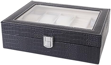 THAITOO Watch Box 10 Slot Watch Display Box Organizer,Pu Leather with Glass Large Jewelry Case Organizer Black