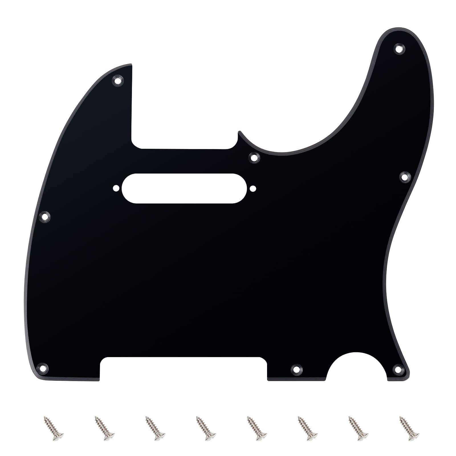 Banworks 1 Ply Tele Pickguard 8-Hole Electric Guitar Pickguard Scratch Plate for USA/Mexican Modern Style Standard Tele Telecaster JT/HB-03 Glossy Black