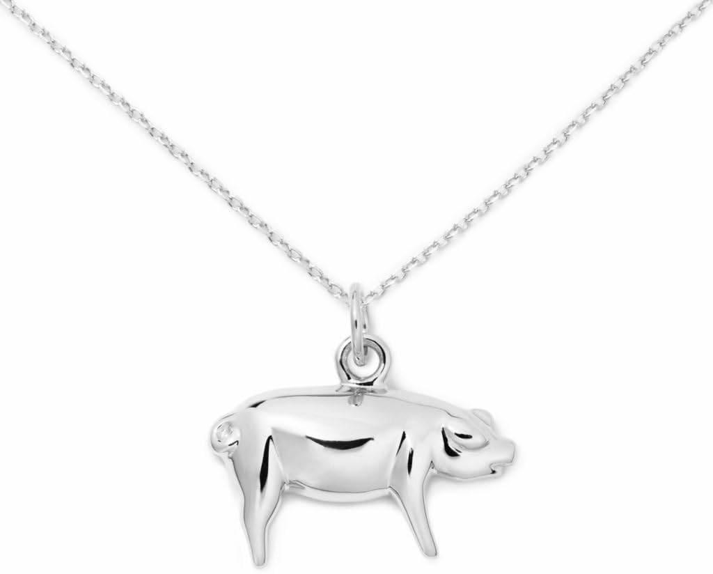 Delicacies Pig Sterling Silver Necklace, Food Jewelry for Food Lovers, Chefs, Cooks and Epicureans