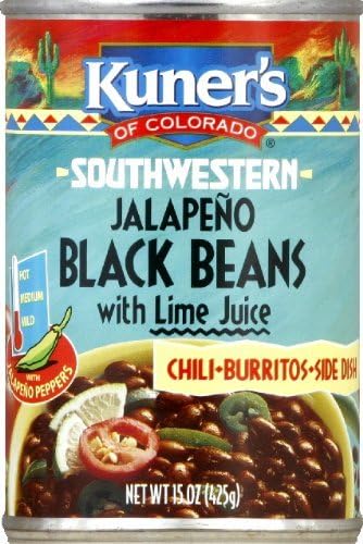 Kuner's Black Beans Jalapeno, 15-ounces can (Pack of 12) by Kuner's