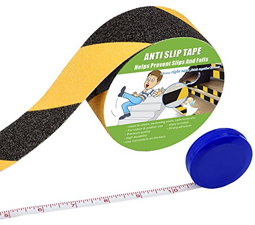 Anti Slip Tape, High Traction,Strong Grip Abrasive, Not Easy Leaving Adhesive Residue, Indoor & Outdoor (2" Width x 190" Long, Hazard - Black and Yellow) - Thumbnail 7