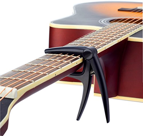 Guitar Capo,Aluminium Alloy Spring Capo for Guitar Ukulele Banjo Viiolin, Black Trigger Style Capos