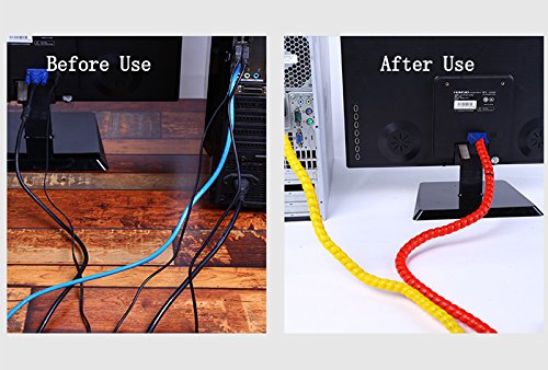 ZZ Lighting 6.5Ft 30mm Cable Management PP Hose Protector Sleeve Spiral Wire Wrap Tube Cable Organizer, Yellow