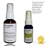 Intensive Treatment and Maintenance Combo: Porcelain Skin Whitening Serum + 20% Potent Vitamin C Peptide Serum for Brightens Dark Spots, Hyperpigmentation & Discoloration, Fade Age Spots, Neutralizing Free Radicals, while Stimulates Collagen, Repairs Wrinkles *100% Satisfaction GUARANTEED*