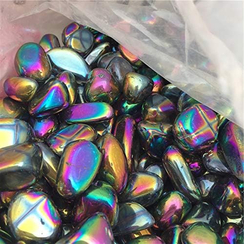 OPL Mart Aura Quartz Crystal 50g Wholesale Rainbow Aura Quartz Crystal Tumbled Stones Titanium Coated
