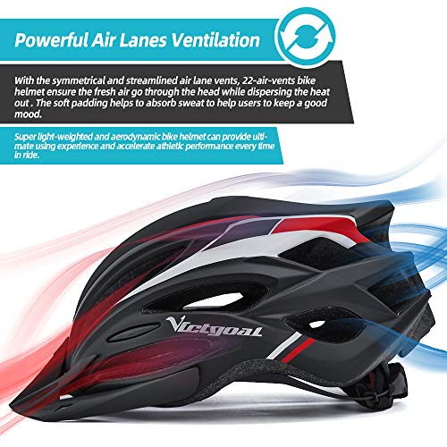 Victgoal Bike Helmet for Adults Men Women Bicycle Helmets with Visor and LED Light Lightweight Mountain Bike and Road… - Image 6