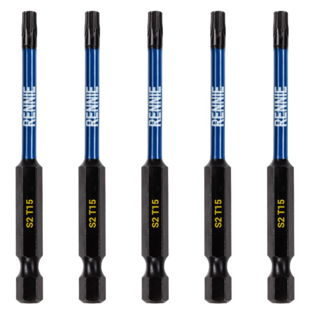 5 x Rennie Tools 75mm Long T15 TX15 Impact Screwdriver Driver Bits Set. Heavy Duty Magnetic Torx Screwdriver Bit Set. Black Oxide Coated Torx Impact Driver Bits. Torx Bit Set.