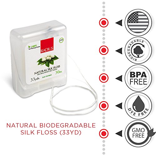 RADIUS - Natural Biodegradable Silk Floss, Soft and Smooth for Total Tooth and Gum Protection (33 yd, Pack of 3)
