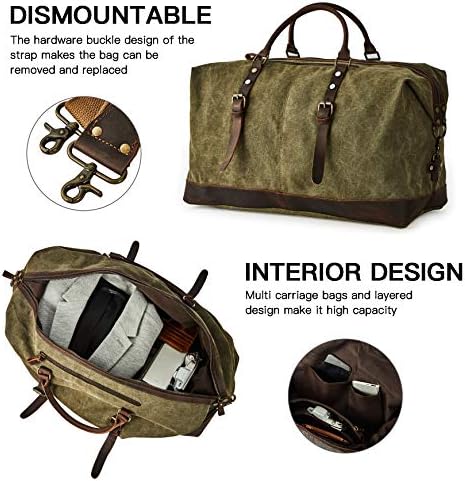 BRASS TACKS Leathercraft Men's Waxed Canvas Vintage Overnight Duffel Weekend Bag 5 BRASS TACKS Leathercraft Men's Waxed Canvas Vintage Overnight Duffel Weekend Bag