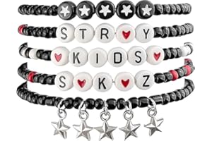 GLOONITY Stray Bracelets, Stray K Merch, 5-Star Album Bracelets with 1 Random LOMO Card as Ideal Korean POP Gift for Fans on Birthday Party Concert, Christmas Gifts for Women