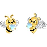 Dorunmo Animal Earrings 925 Sterling Silver Bee/Fox Stud Earrings Moonstone Earrings Cute Animal Jewelry Gifts for Women
