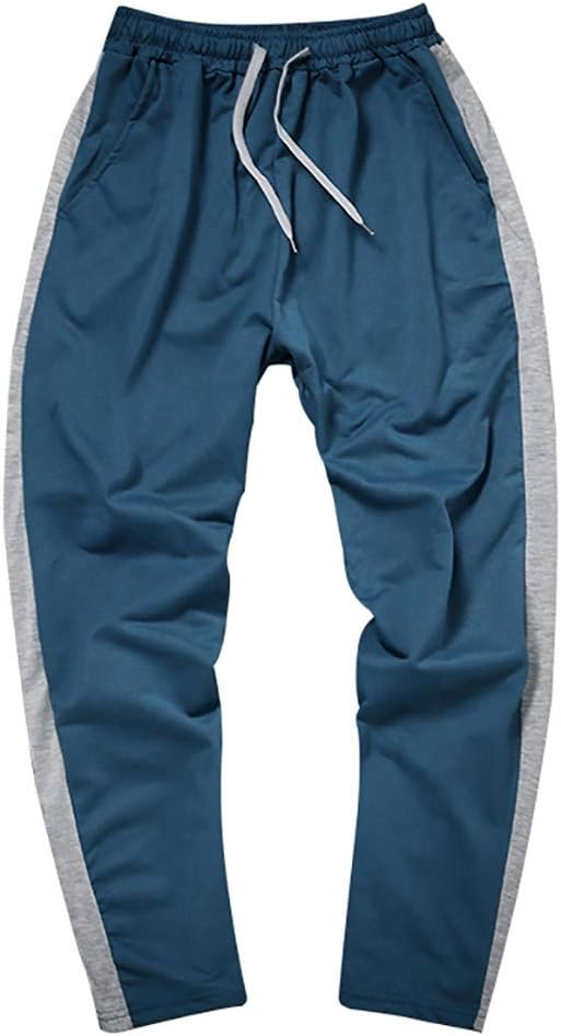 Men's Solid Stripes Print Sweatpants Retro Casual Running Jogging Fitness Training Comfy Ankle-Length Drawstring Cotton Stretch Pants Trousers with Pockets M-5XL