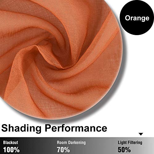 Orange Ombre Sheer Curtains 63 inches Long, Orange Sheer Curtains for Bedroom, Rod Pocket Window Curtains for Living Room Decor, 2 Panels 52\