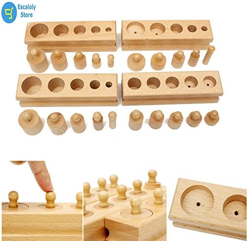 Wooden Knobbed Cylinder Blocks - Set Wooden Montessori Educational Toy