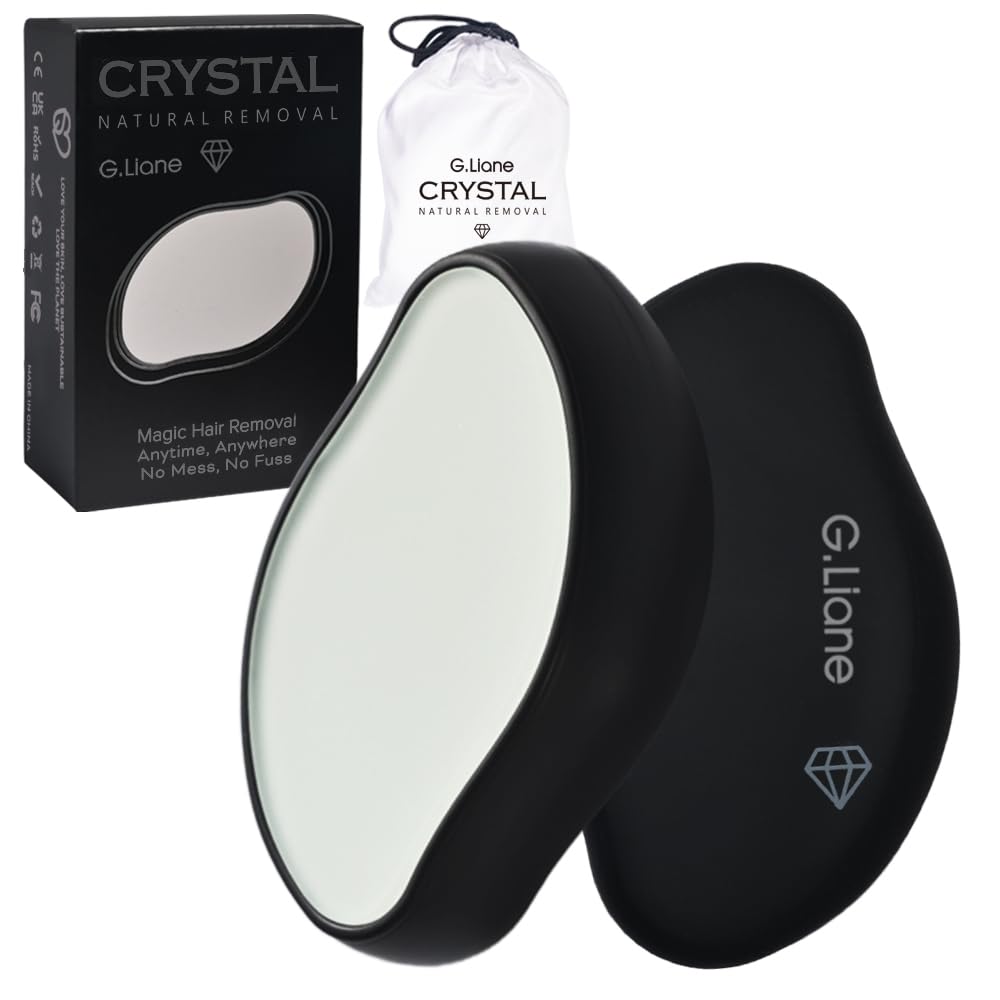 G.Liane Crystal Hair Eraser,Painless Glass Hair Removal,Magic Nano Hair Remover Stone,Reusable Epilator for Women and Men (Black)