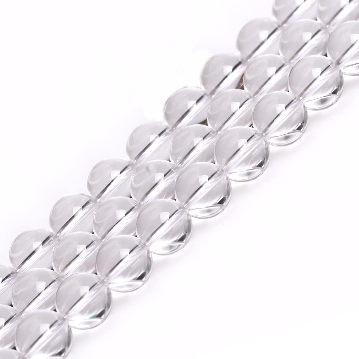 GEM-Inside AAA Grade 12mm White Clear Rock Quartz Crystal Round Gemstone Semi Precious Loose Beads for Jewellery Making 15''