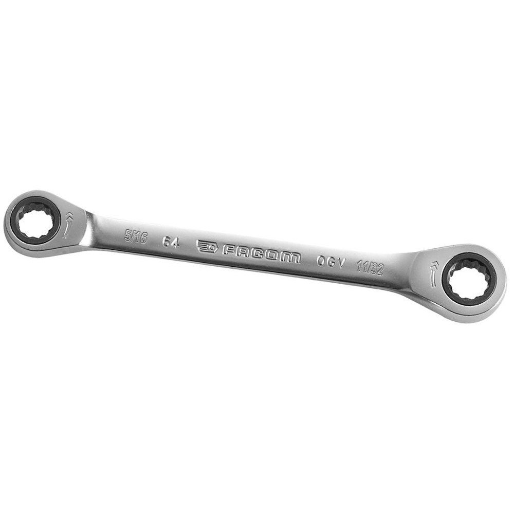 FACOM Ratchet Ring Spanner, 12 Point, 5/16 x 11/32, 1 Piece, 64.5/16X11/32