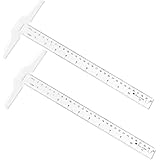 HAPY SHOP 12 Inch/30 cm Junior T-Square 2 Pack Plastic Transparent Academic T-Ruler for Art Framing and Drafting
