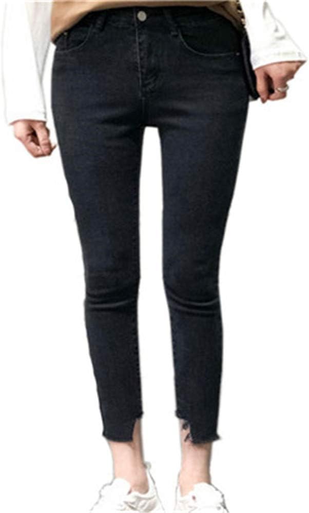 heipeiwa Women's Skinny Ankle Jeans with Raw Hem Mid Rise Casual Junior Denim Jeans