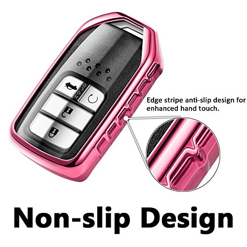 QIAOBA TPU Fall Car Key Soft Plating Protection Shell Case Cover for Honda (Pink)
