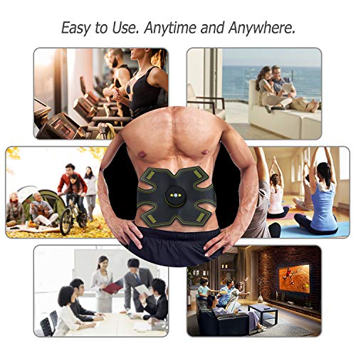 BLUE LOVE Abs Stimulator Muscle Toner Abdominal Toning Belt Workouts Portable EMS Training Home Office Fitness Equipment for Abdomen/Arm/Leg Training(USB Charging)