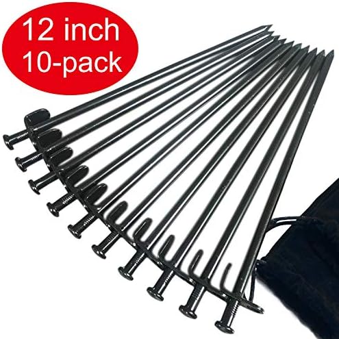 BareFour Tent Stakes, Heavy Duty Camping Stakes 12-Inch/8-Inch- Forged Steel Tent Pegs Unbreakable and Inflexible - Available in Rocky Place Dessert Snowfield and Grassland