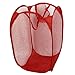 uxcell Household Dirty Clothes Laundry Folding Mesh Bag Basket Holder Red