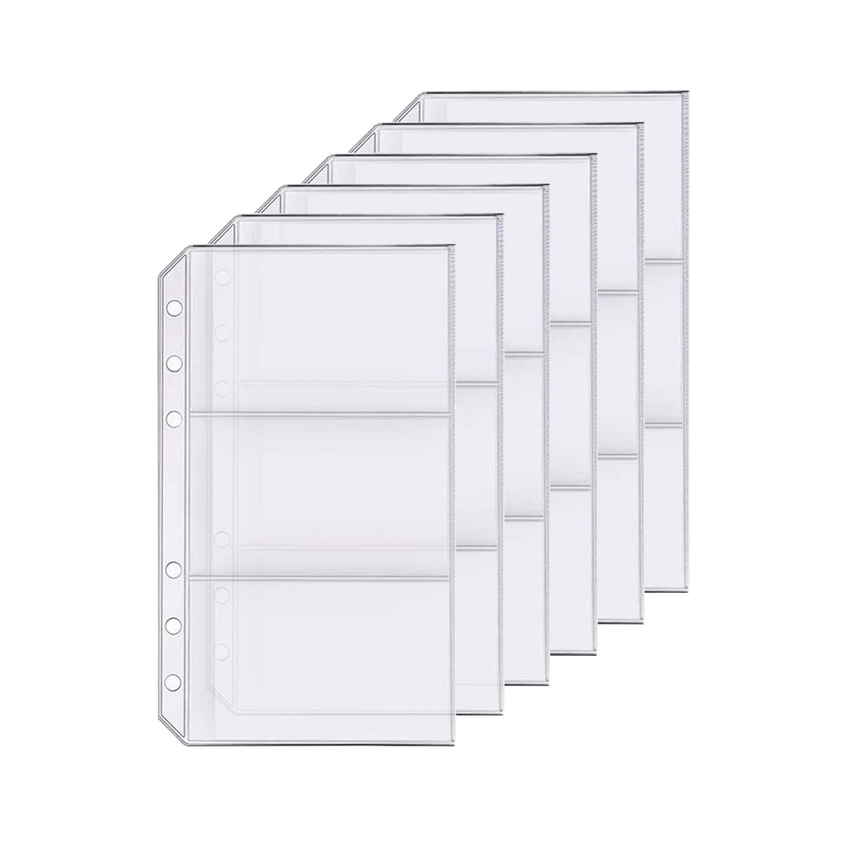 D Ring Binder Accessory Punched Binder Pockets Divider Ruler Tab Index (Name Card Holder,A6)