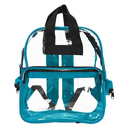 DALIX Clear Backpack Bags Smooth Plastic Transparent See Through in Teal