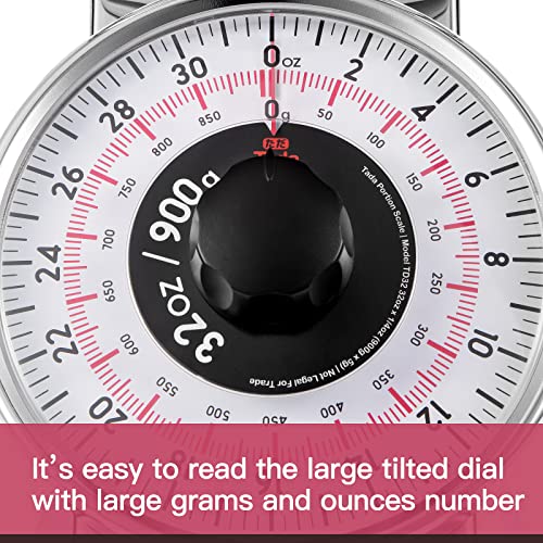 Tada Precise Portions Analog Food Scale Stainless Steel, Removable Bowl, Tare Function, Retro