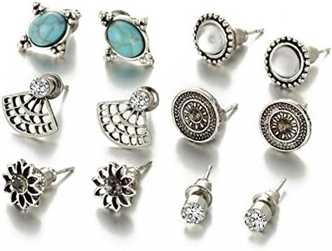 Cute Earring Sets Super Value 6 Pairs Set Round Square Ball Stud Earrings For Women Best Friend Gifts