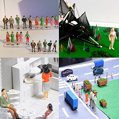 Fashionclubs 50pcs Model Train People Figures Architectural 1:25 G Scale Unpainted Model People Seated and Standing Miniature People Passengers for Miniature Scenes Model Railway Railroad Layout - Thumbnail 5