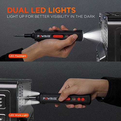 Electric Screwdriver Kit, POWBUZZ Cordless Rechargeable Power