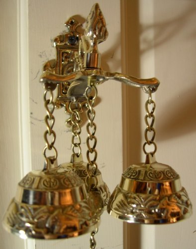Antique Style Shopkeepers Triple Bell ~ Brass Store Doorbell