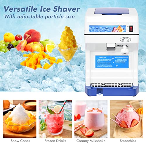 Costzon Electric Ice Shaver, 250W Snow Cone Maker Ice Crusher with Adjustable Ice Fineness