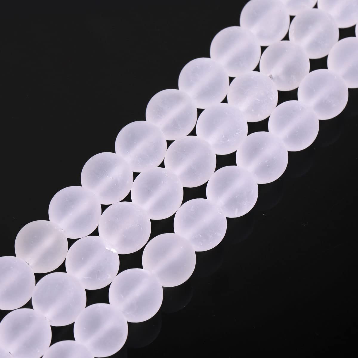 SHGbeads 12mm Frost Matte Rock White Quartz Crystal Semi Precious Gemstone Round Loose Beads for Jewellery Making DIY Handmade Craft Supplies 15"