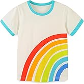 Warmbaby Rainbow T Shirt for Toddler Boys Kids Short Sleeve Shirts Beige Clothes
