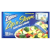 Ziploc Zip &lsquo;N Steam Cooking Bags Medium 10 Bags, 7 1/4