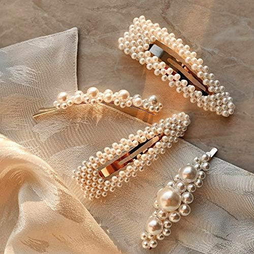 LOVINSHOW 5pcs Pearl Hair Clips Hairpins for Women Lady Girls Faux Pearl Hair Barrettes Bobby Pins Decorative Wedding Bridal Hair Accessories