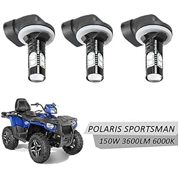 DSparts 3 Pack LED Headlight Bulbs Lamps 150W 6000K 3600LM Super White Color For Polaris Sportsman ACE