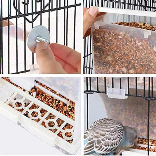 Old Tjikko Parrot Automatic Feeder,No-Mess Bird Feeder,Cage Accessories for Budgerigar Canary Cockatiel Finch Parakeet Seed Food Container (2pc Screw-Fixed Bird Feeder) - Thumbnail 5