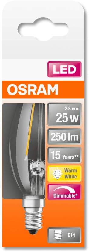 OSRAM LED Lamps, Classic Bulb, dimmable, 2.8 W, Frosted, Set of 10, Candle 25 W-Replacement E14 - Image 3
